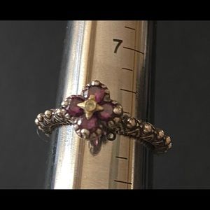 Barbara Bixby Sterling Silver 18K Gold Rhodolite Garnet ring size 8.